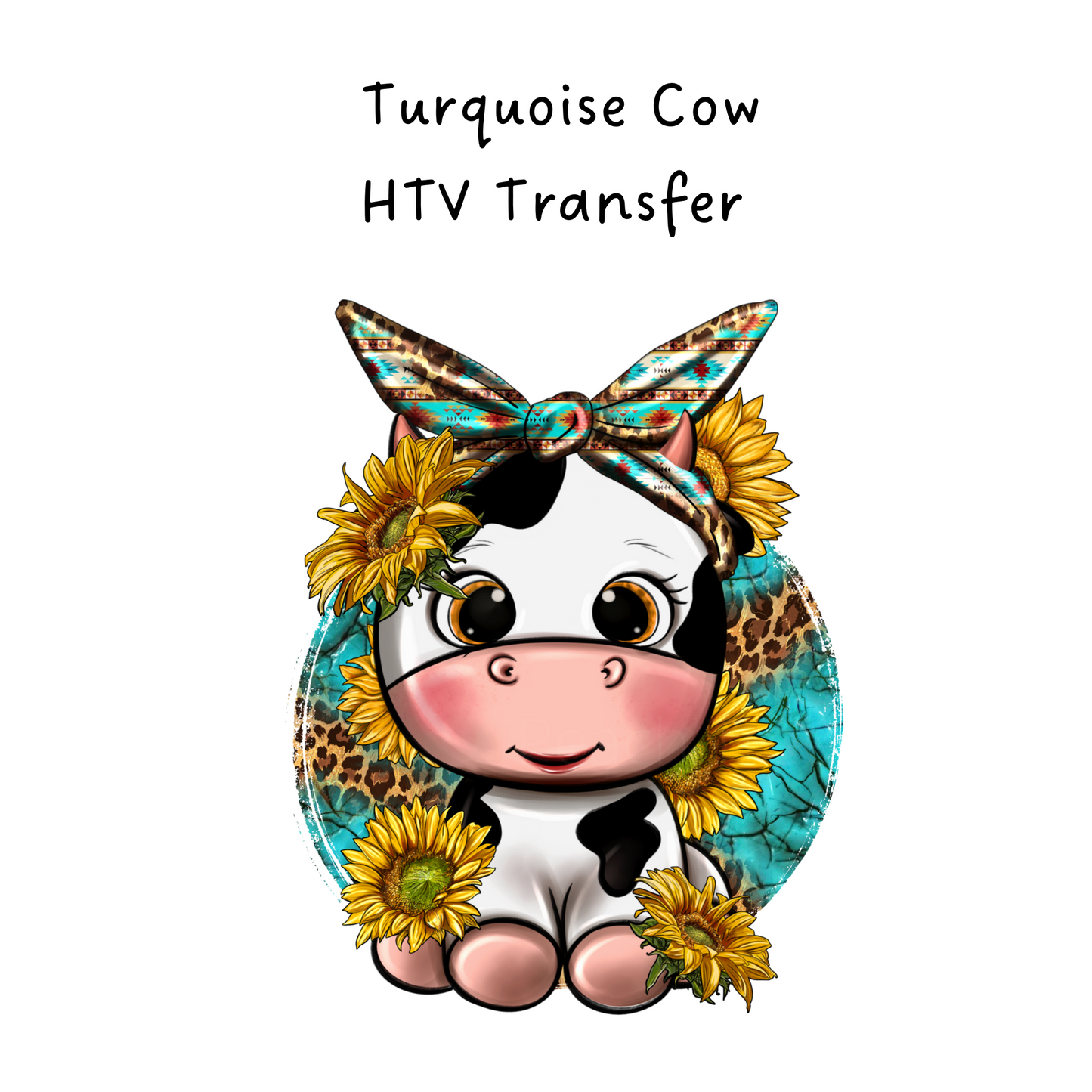 Turquoise Cow HTV Transfer