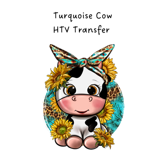 Turquoise Cow HTV Transfer