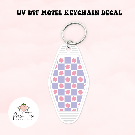 Checker UV DTF Motel Keychain Decal