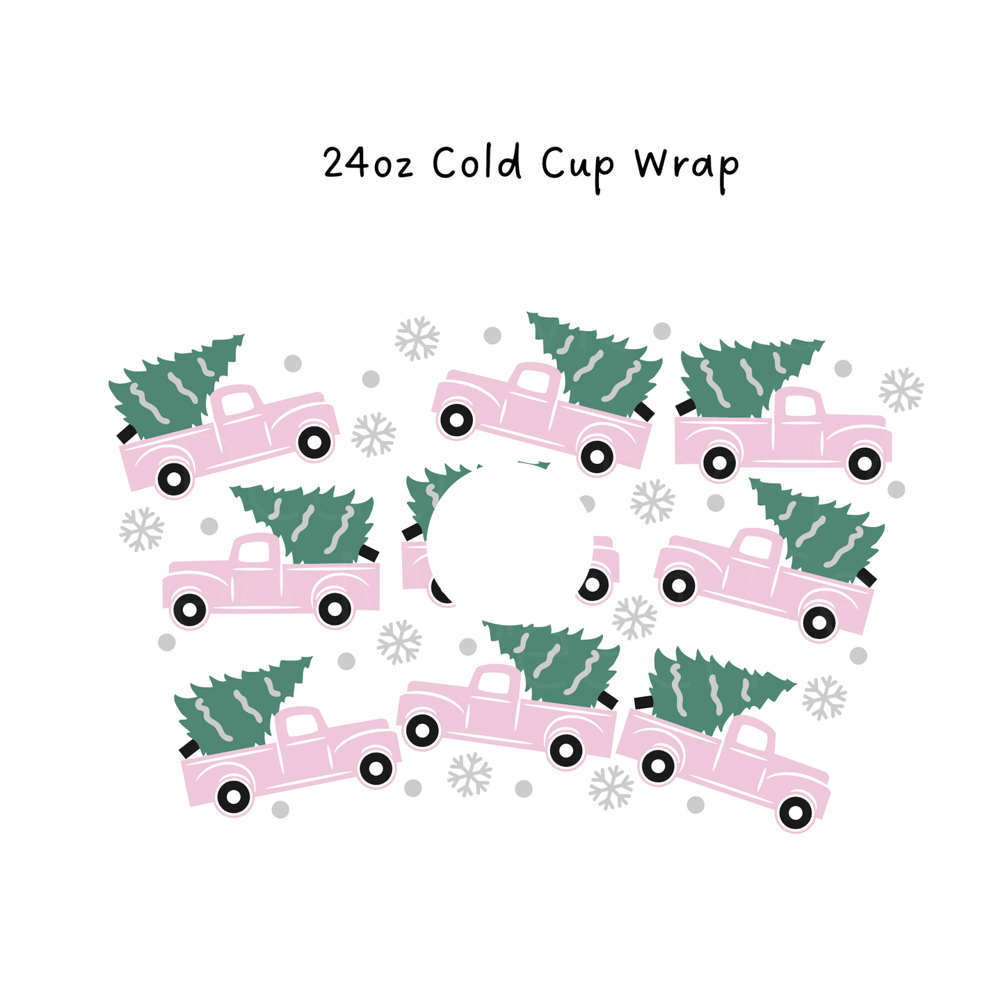 Pink Truck and Tree 24 OZ Cold Cup Wrap