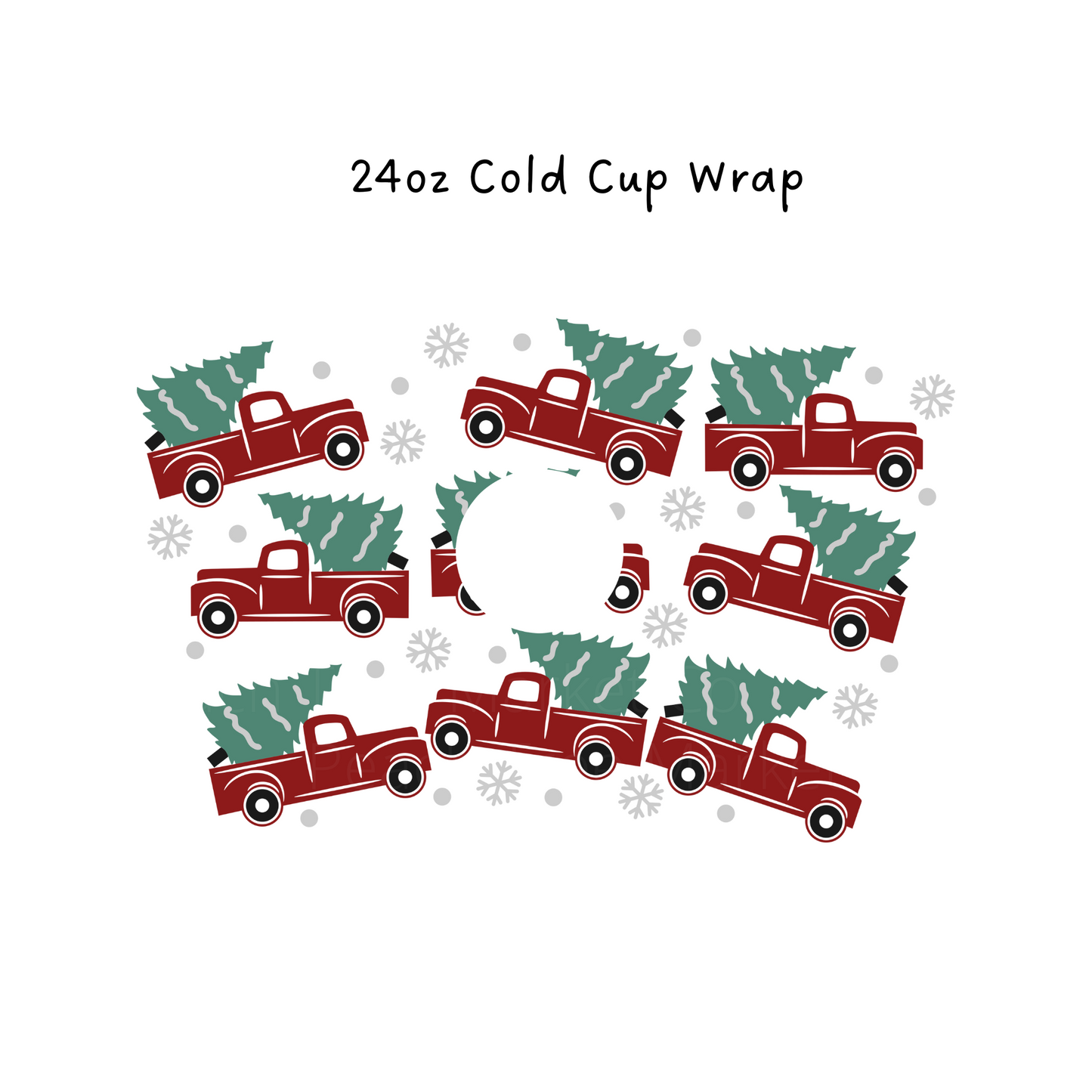 Red Truck and Tree 24 OZ Cold Cup Wrap