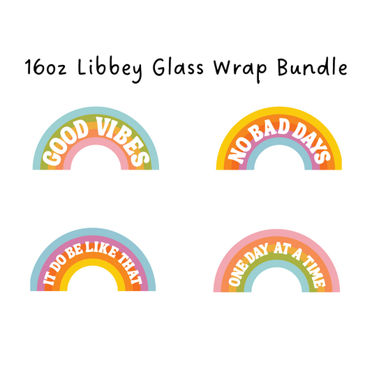 Motivational Rainbow 16 oz Libbey Beer Glass Wrap Bundle
