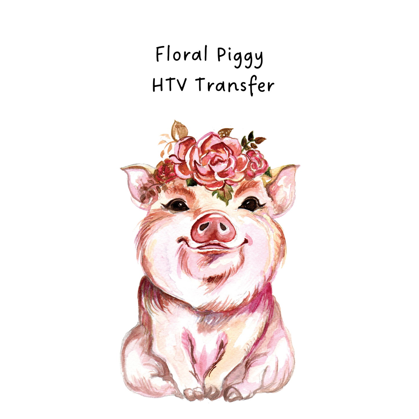 Floral Piggy HTV Transfer