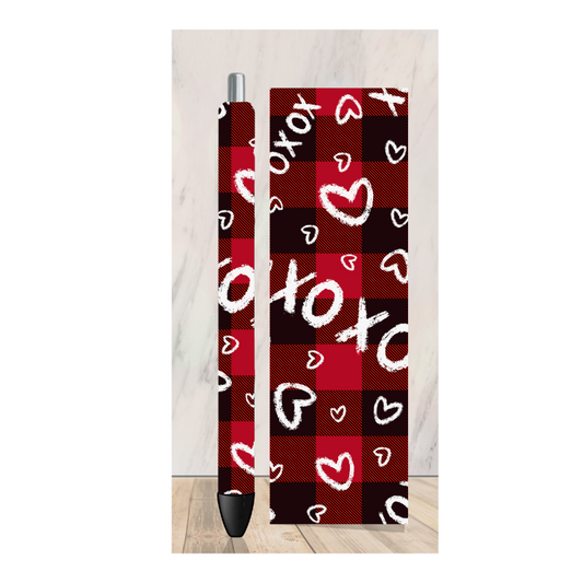 Valentine Plaid Pen Wrap