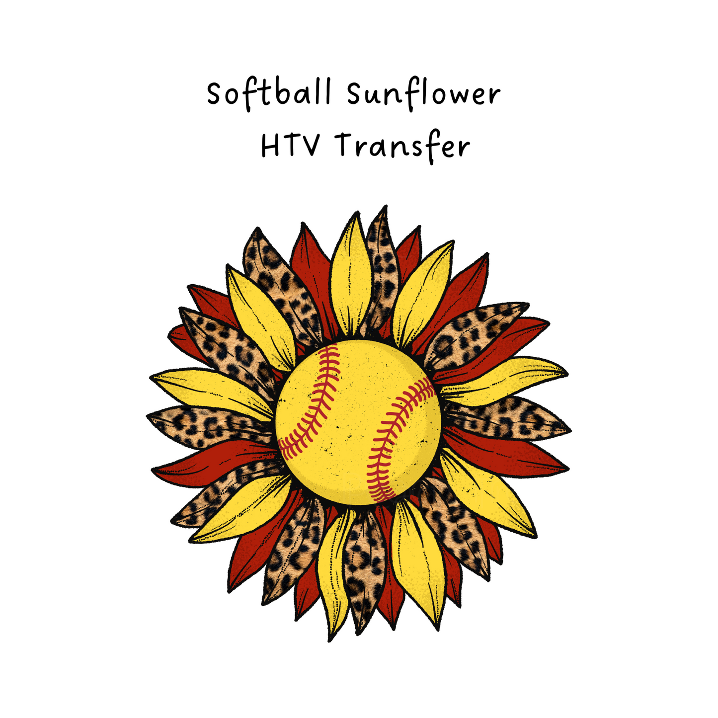 Softball Sunflower HTV Transfer