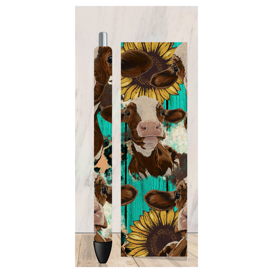 Teal Sunflower Cow Pen Wrap