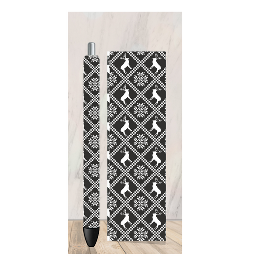 Black & White Reindeer Pen Wrap
