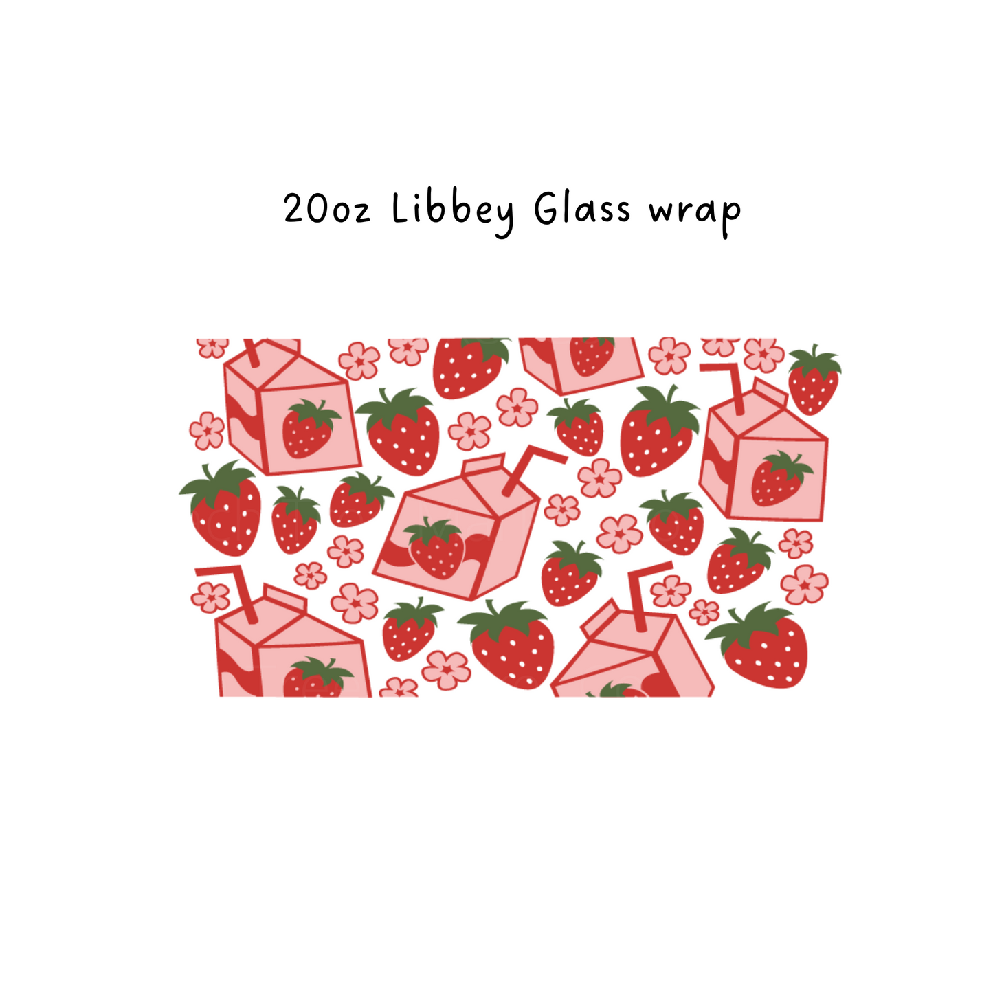 Pink Strawberry Milk 20oz Libbey Beer Glass Wrap