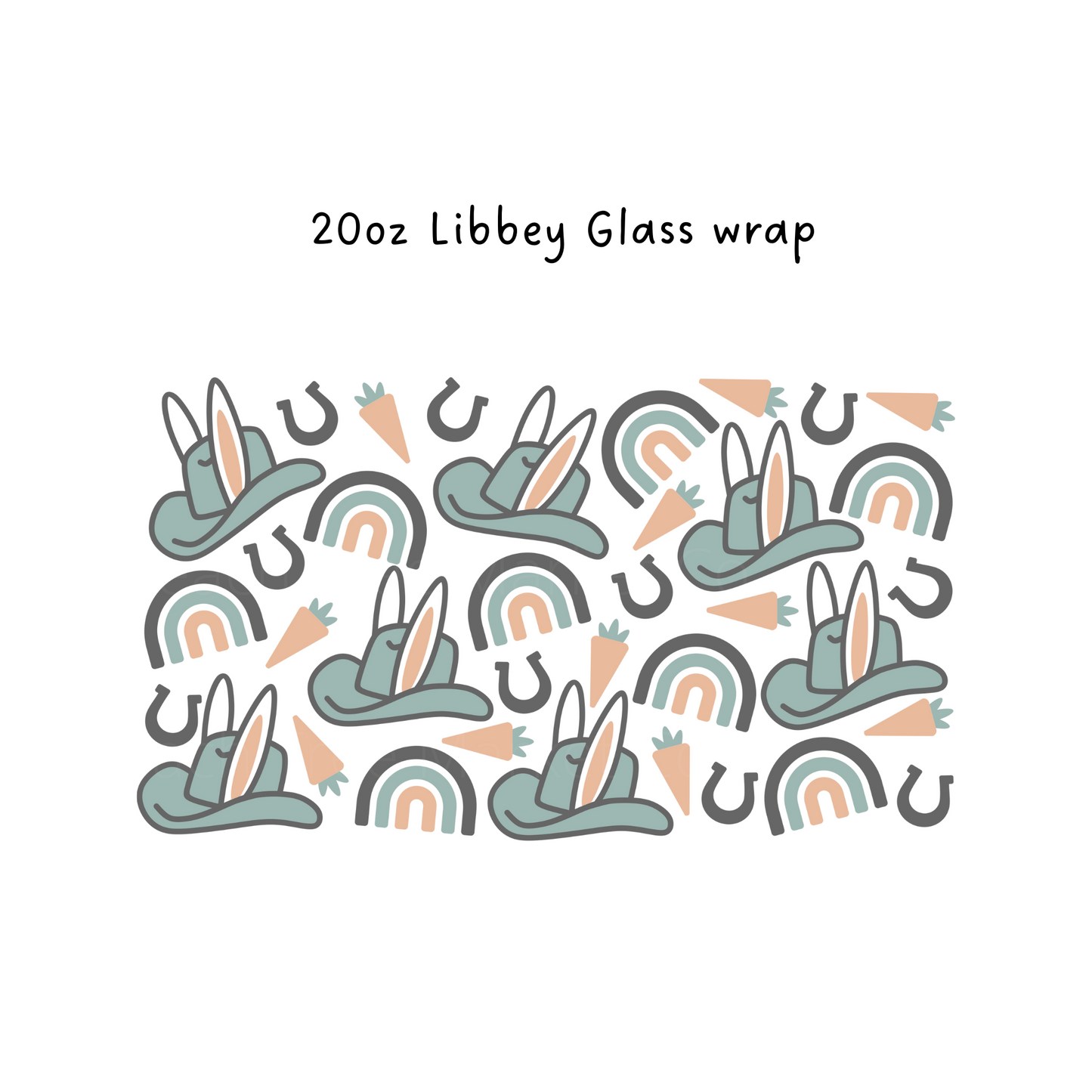 Wild West Bunny 20oz Libbey Beer Glass Wrap