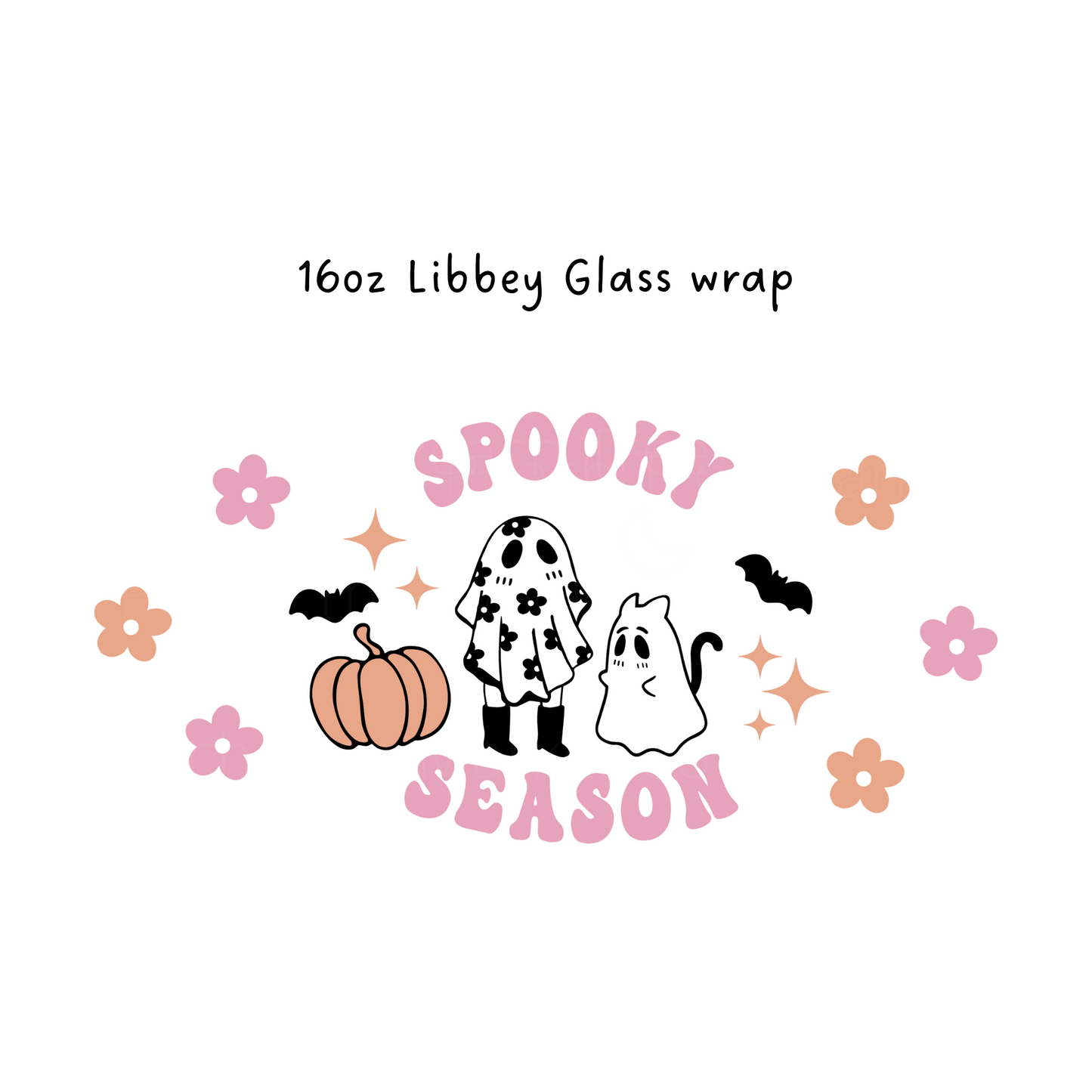 Cat And Ghost Spooky Season 16 Oz Libbey Beer Glass Wrap