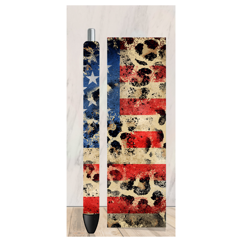 Leopard American Flag Pen Wrap