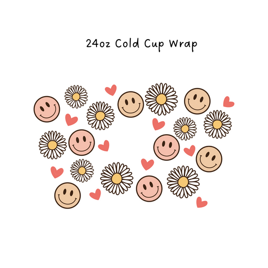 Flowers and Smile 24oz Cold Cup Wrap