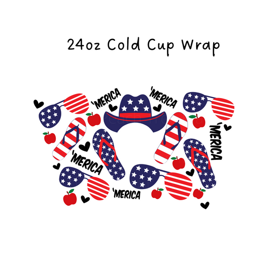 Merica 24 OZ Cold Cup Wrap