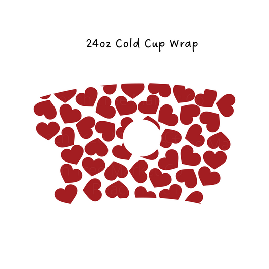 All Over Hearts 24 OZ Cold Cup Wrap