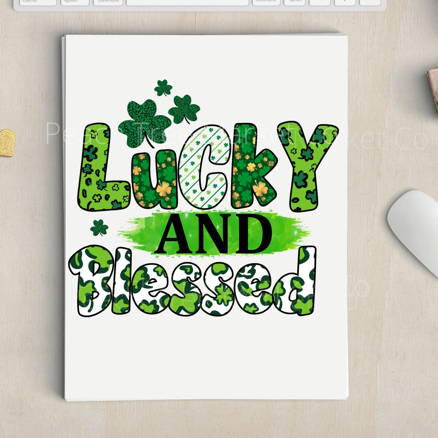 Lucky and Blessed Sublimation Transfer