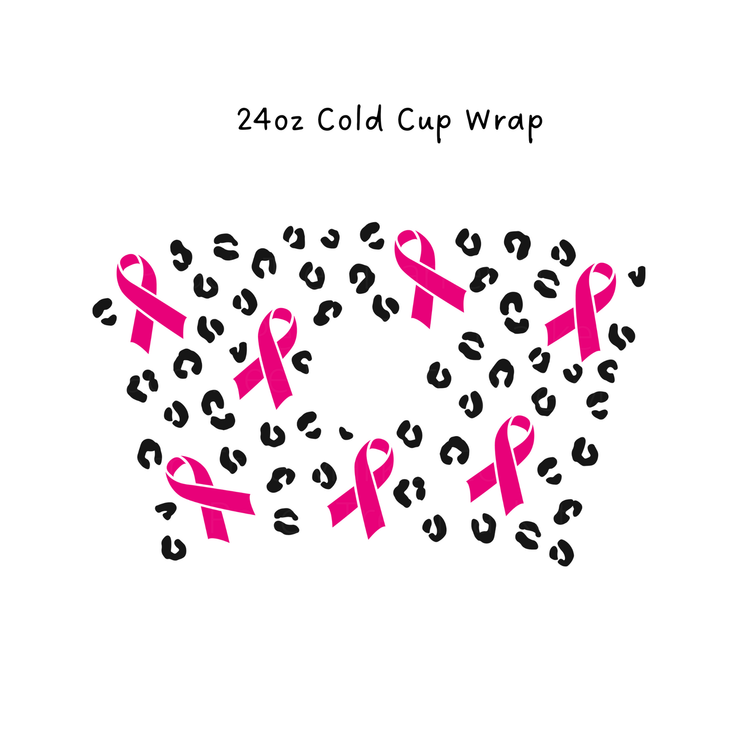 Breast Cancer Leopard  24 OZ Cold Cup Wrap