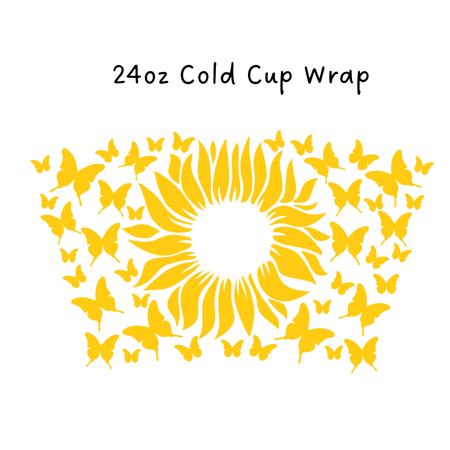 Golden Sunflower and Butterfly 24 OZ Cold Cup Wrap