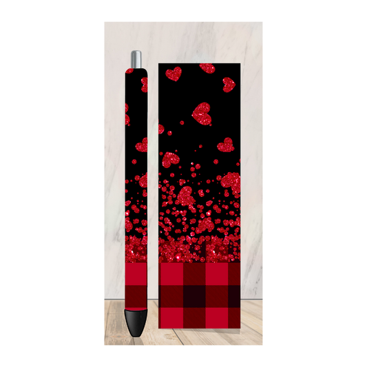 Black and Red Valentine Pen Wrap
