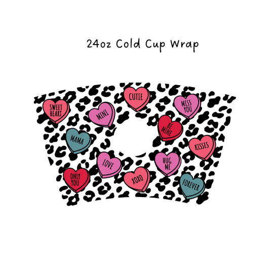 Leopard Hearts 24 OZ Cold Cup Wrap