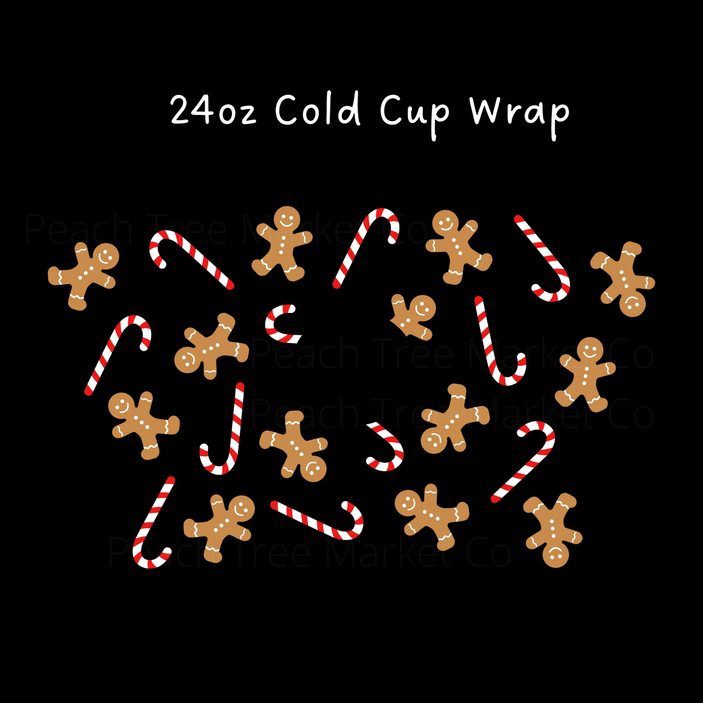 Gingerbread and Candy Canes 24 OZ Cold Cup Wrap
