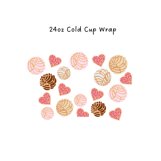 Heart Concha 24 oz Cold Cup Wrap
