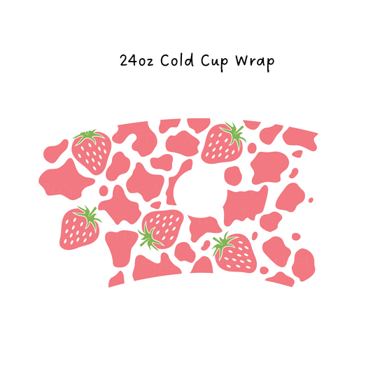 Strawberry Milk  24 OZ Cold Cup Wrap