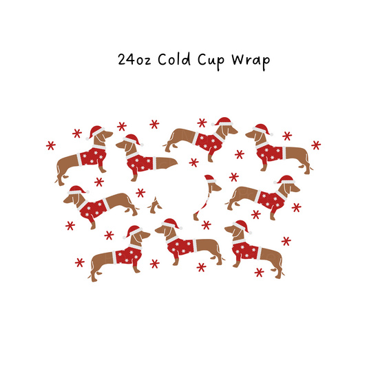 Holiday Puppy 24 OZ Cold Cup Wrap
