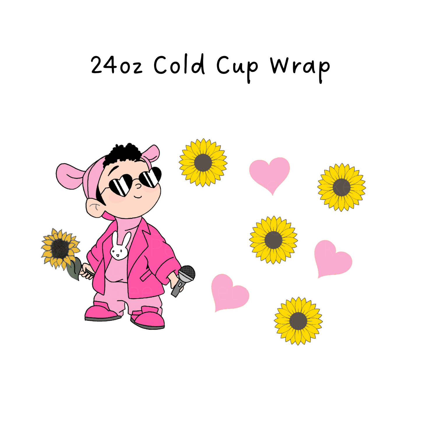 Pink Baby Bunny 24 OZ Cold Cup Wrap