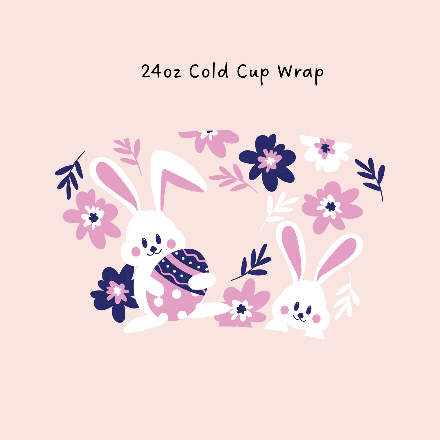 Purple and White Bunny 24 OZ Cold Cup Wrap