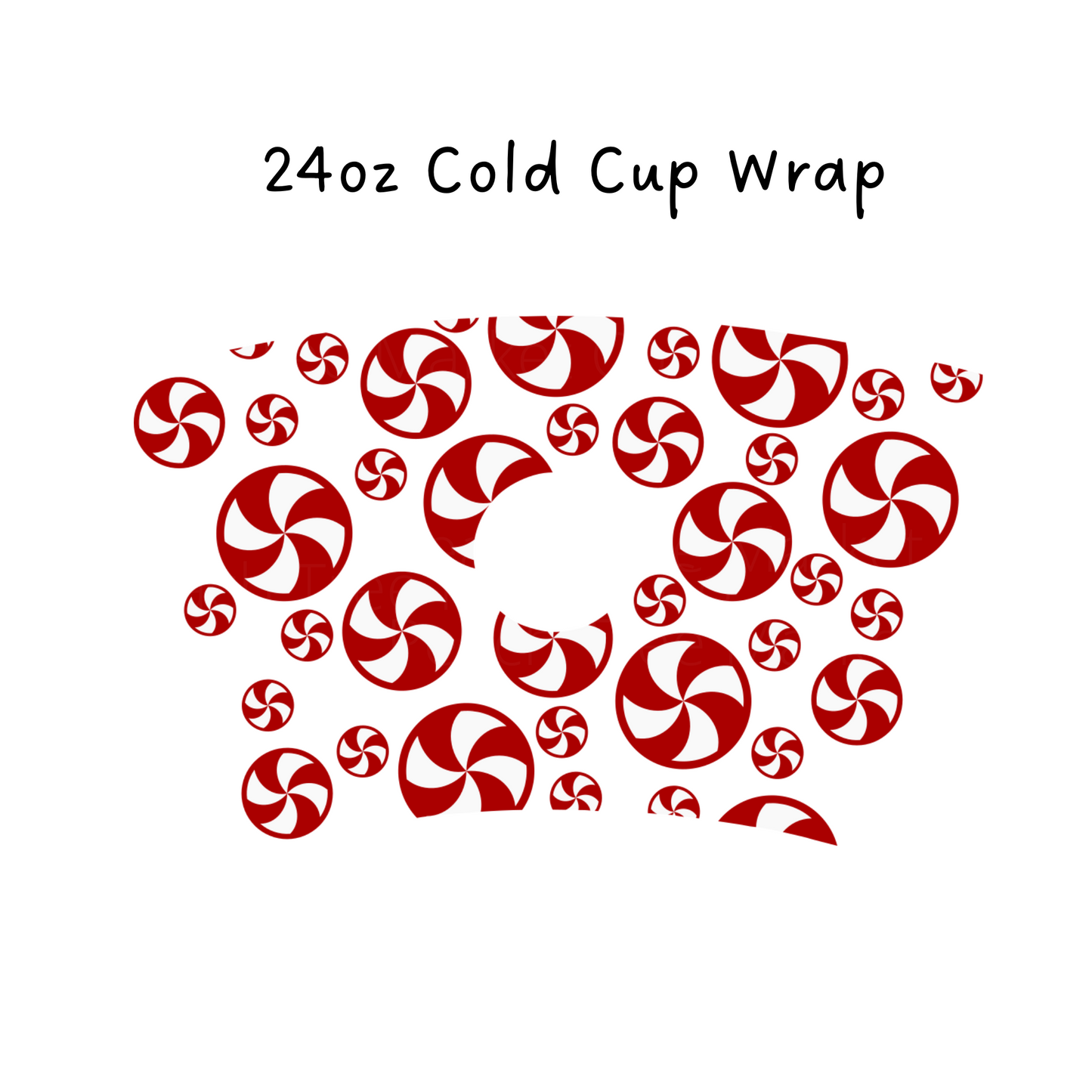 Candy Cane 24 OZ Cold Cup Wrap