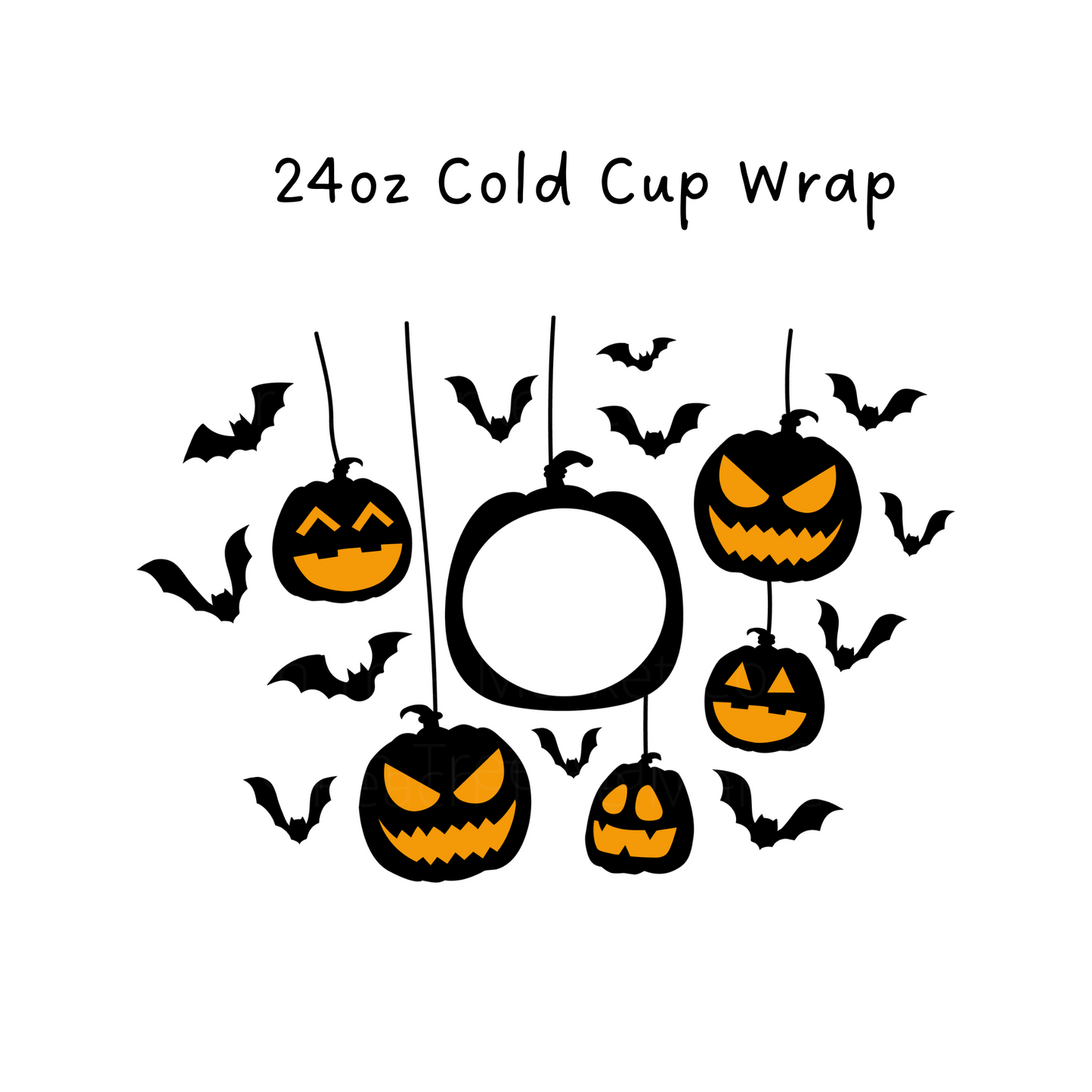 Bats and Pumpkins 24 OZ Cold Cup Wrap
