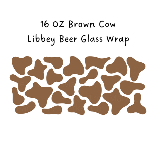 Brown Cow Print 16 Oz Libbey Beer Glass Wrap