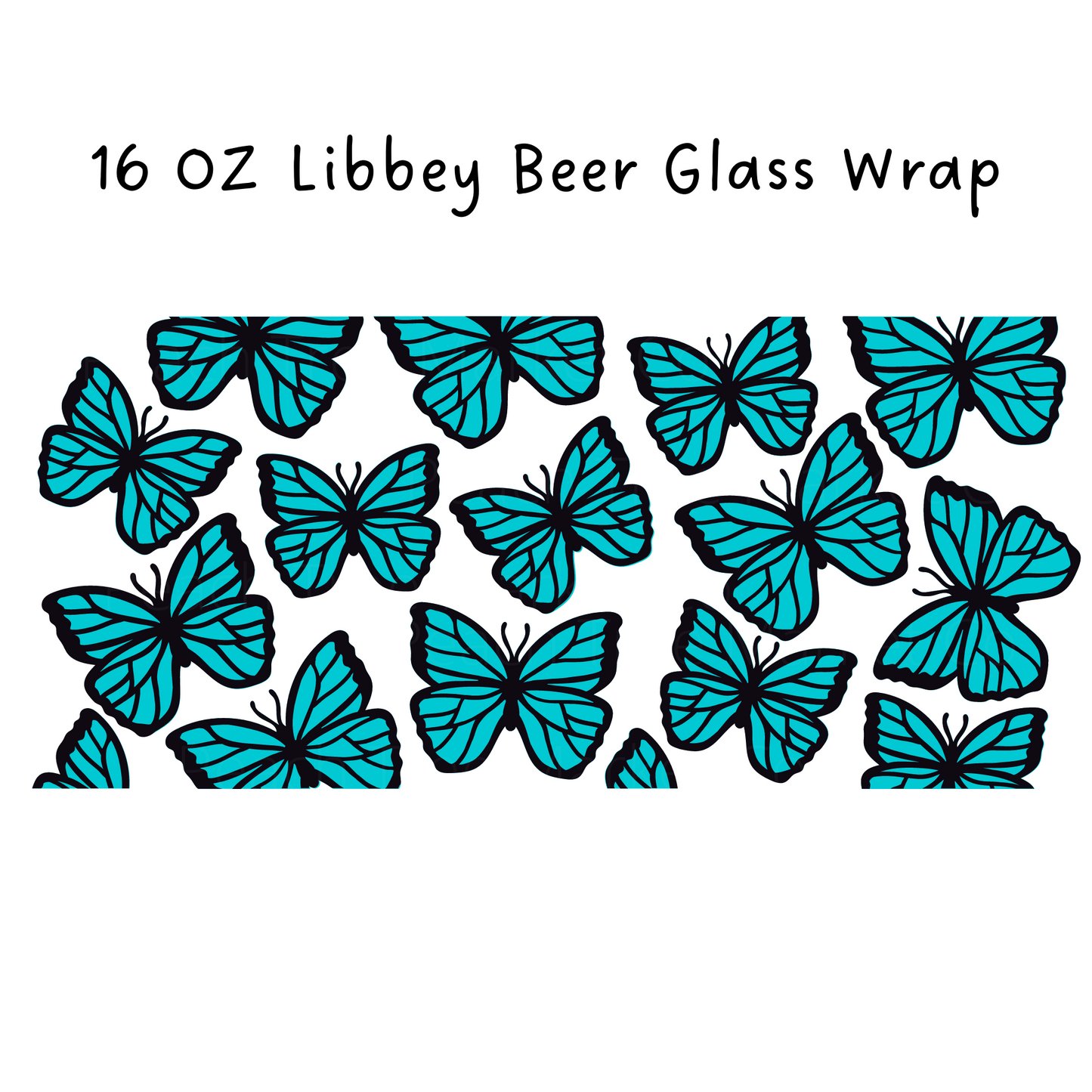 Butterflies 16 Oz Libbey Beer Glass Wrap