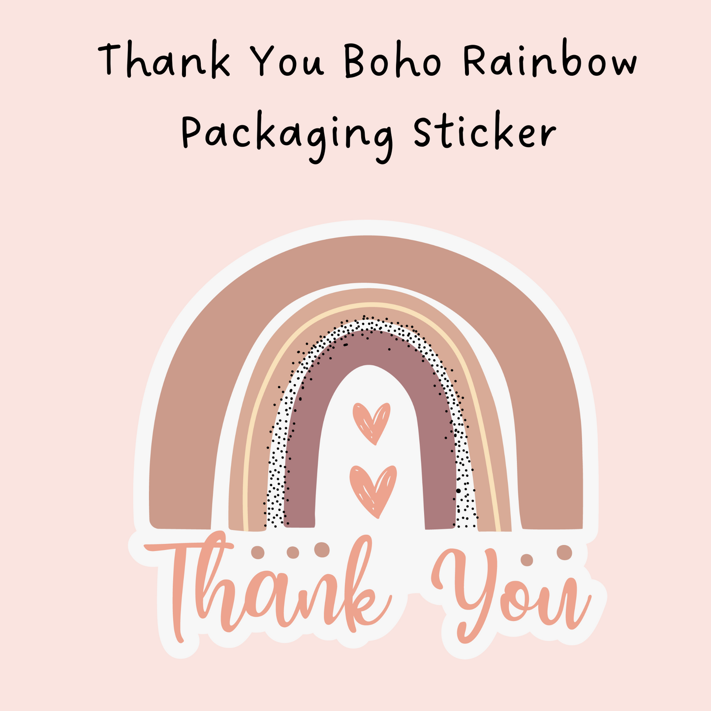 Thank You Boho Rainbow Packaging Sticker