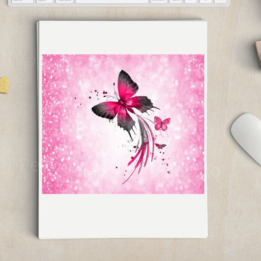 Pink Glitter Butterfly Sublimation 20oz Tumbler Transfer