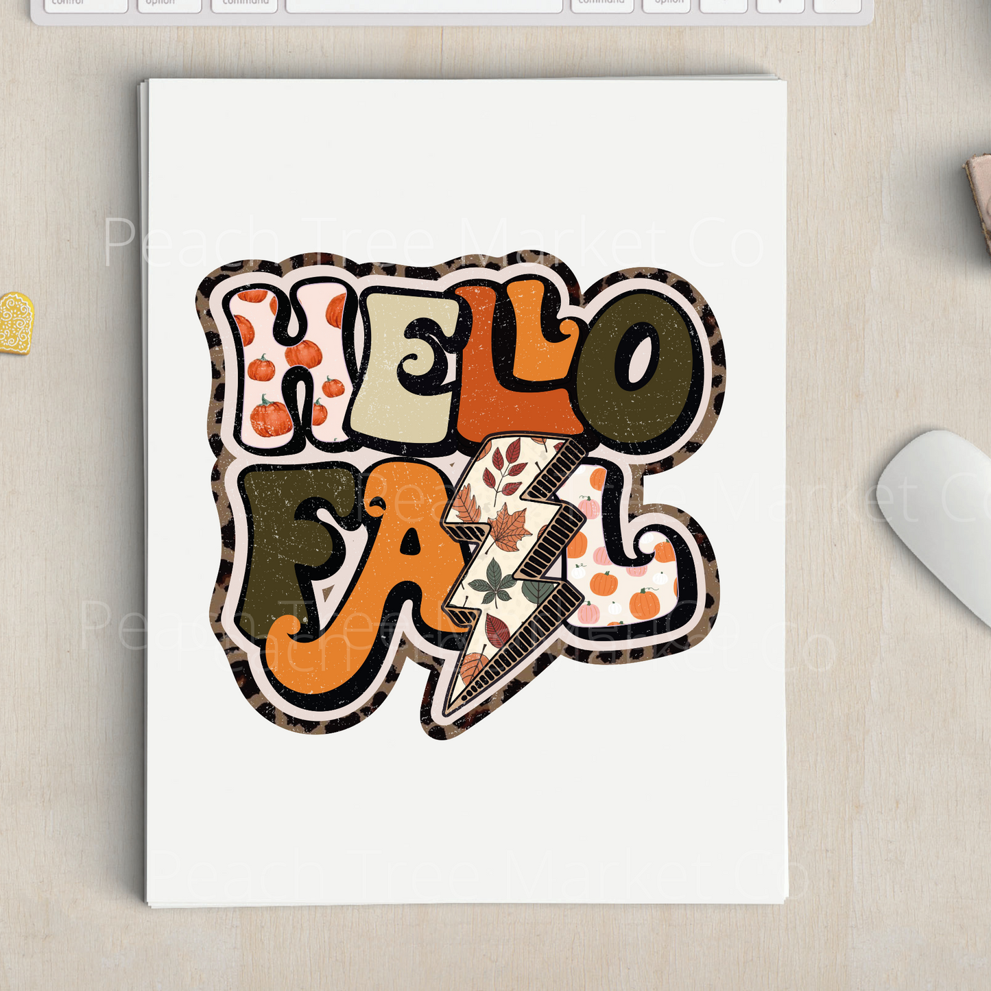 Hello Fall Pattern Sublimation Transfer