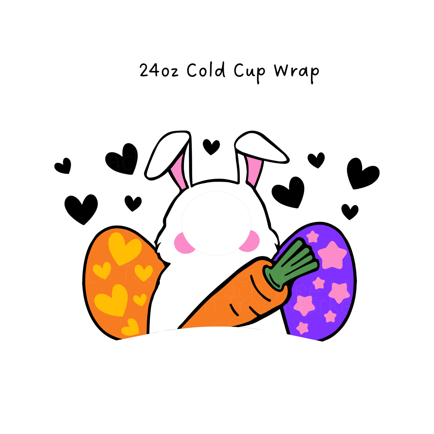 Easter Bunny and Carrots 24 OZ Cold Cup Wrap