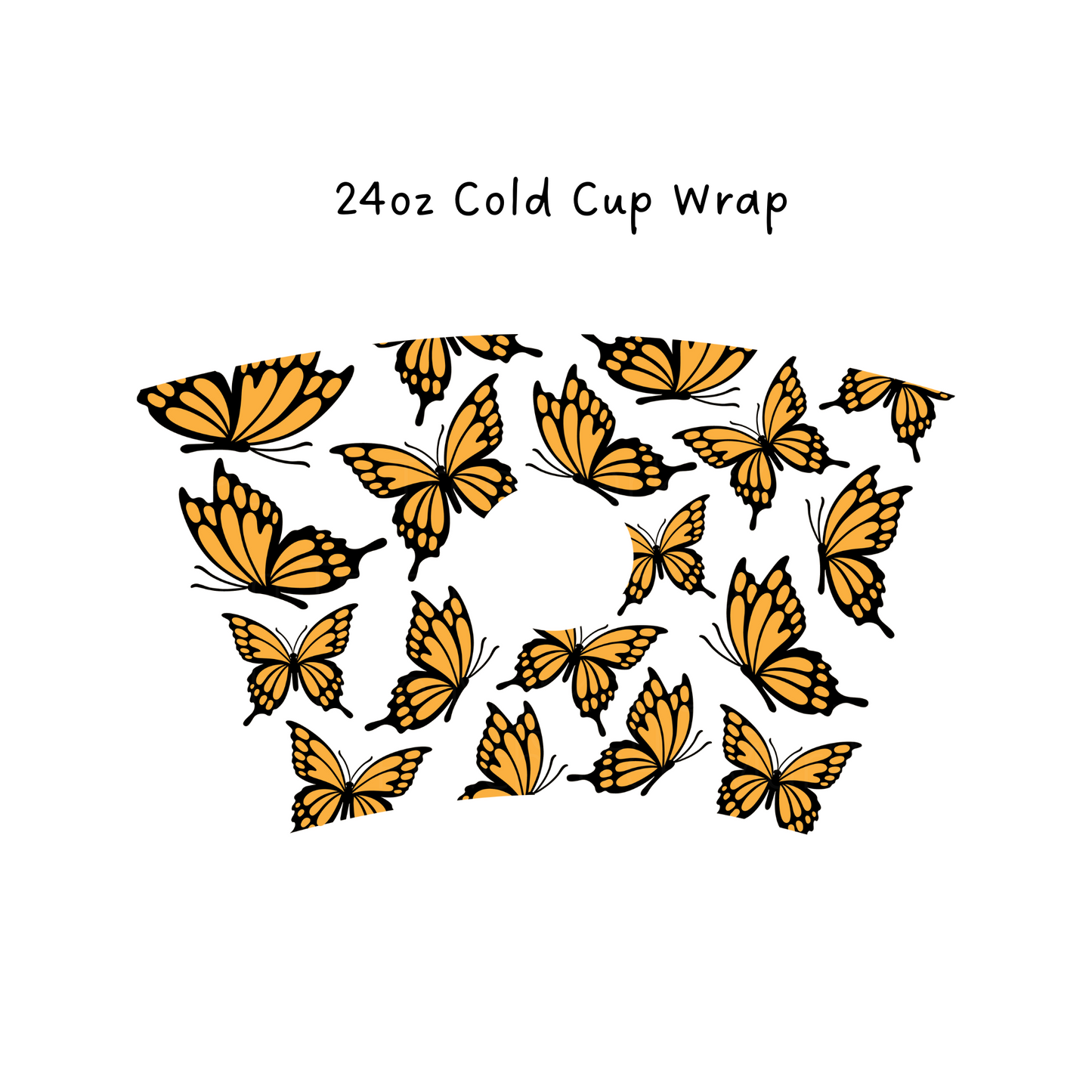 Yellow Butterfly 24 OZ Cold Cup Wrap