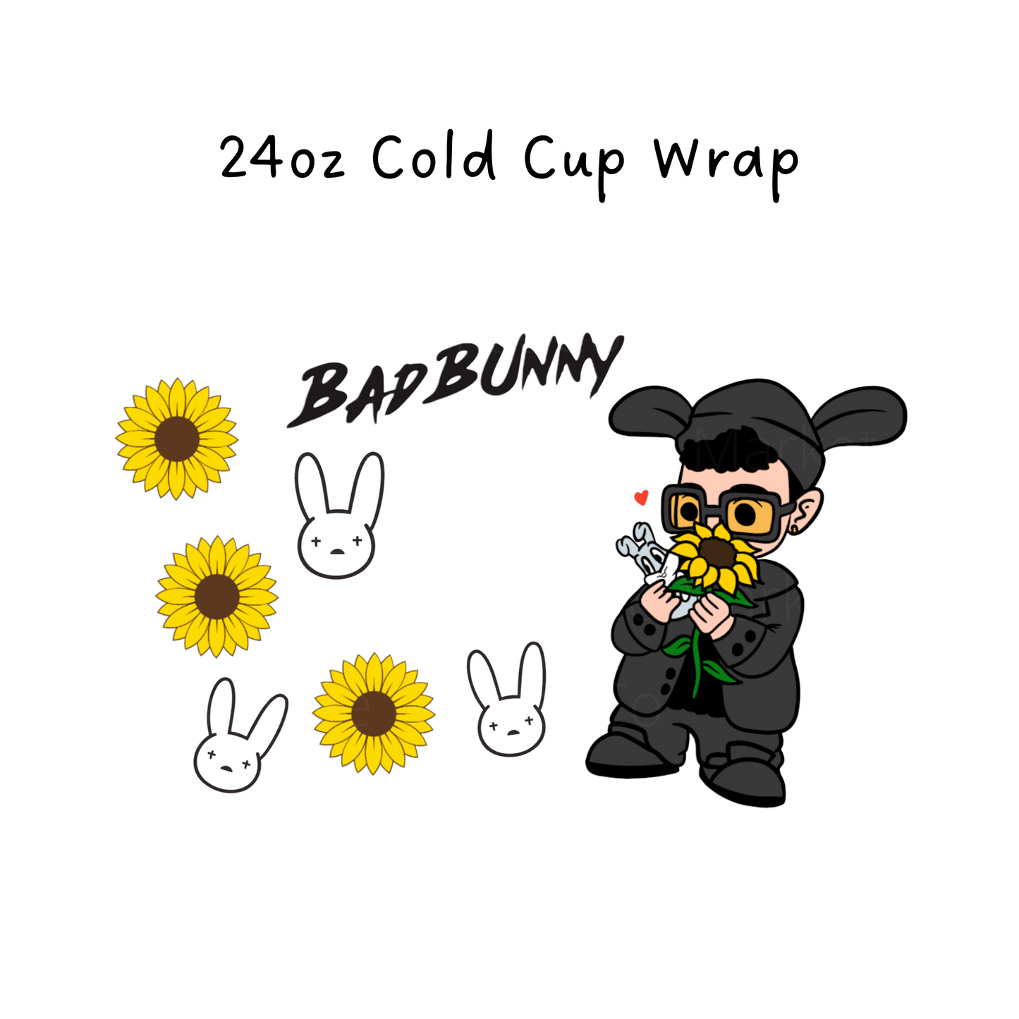 Black Jacket Baby Bunny 24 OZ Cold Cup Wrap