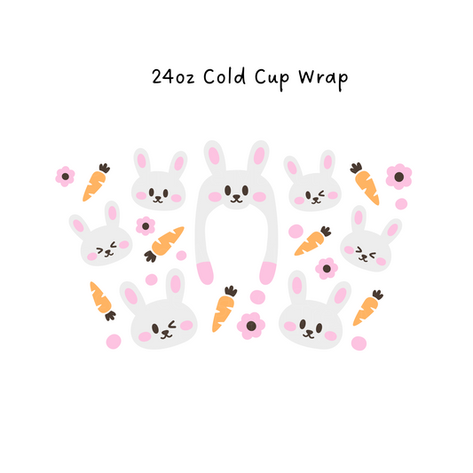 Bunny and Carrots 24 OZ Cold Cup Wrap