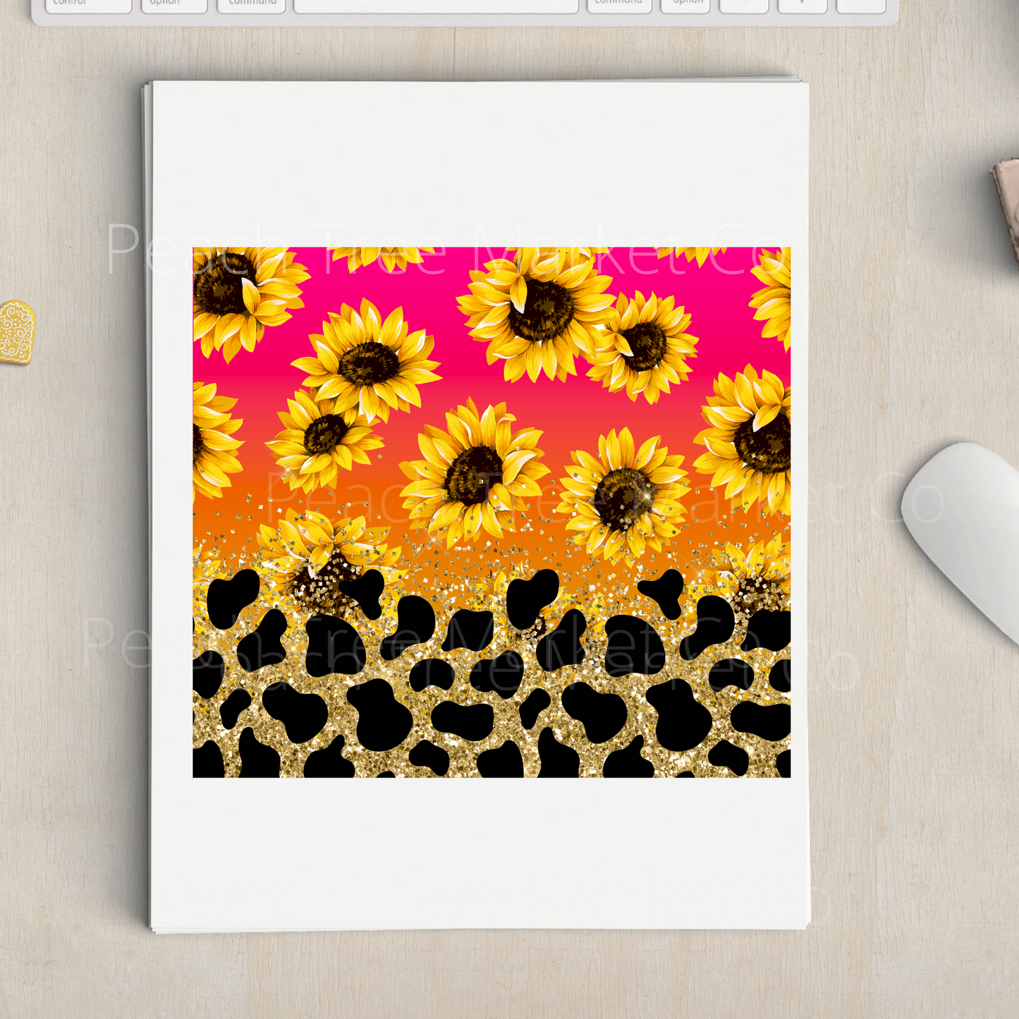 Ombre Sunflower and Leopard Sublimation 20oz Tumbler Transfer