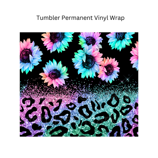 Neon sunflowers Tumbler Permanent Vinyl Wrap