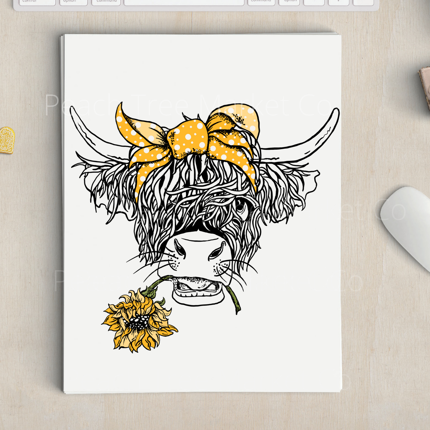 Sunflower Cow Sublimation Transfer