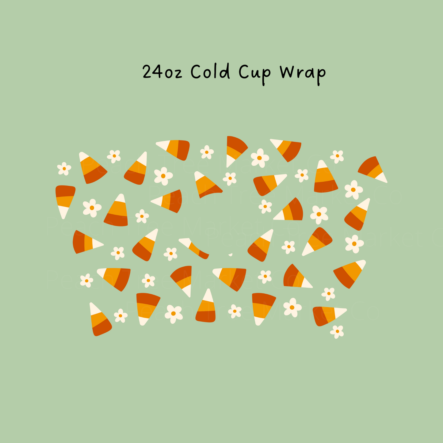 Candy Corn and Flowers 24 OZ Cold Cup Wrap