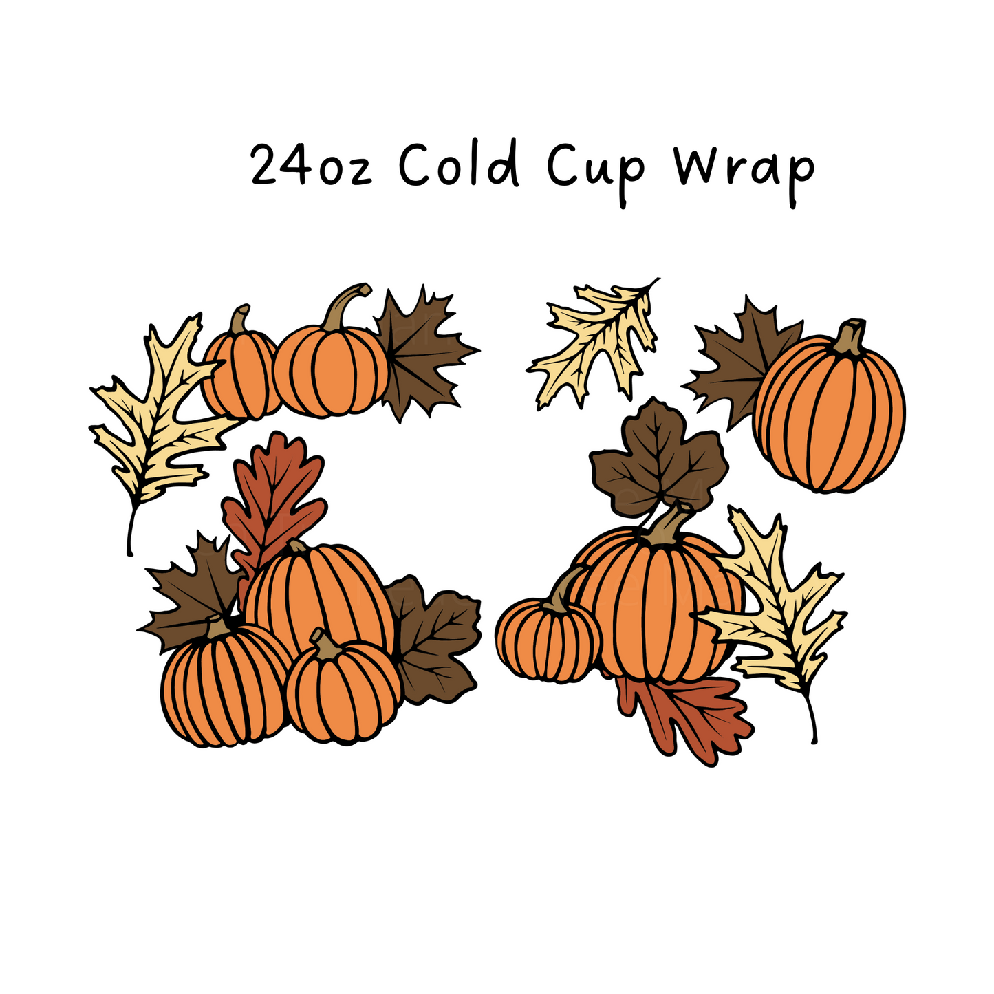 Pumpkins and Leaves 24 OZ Cold Cup Wrap