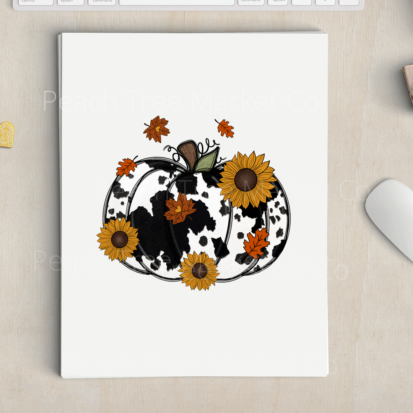 Fall and Cowhide Pumpkin Sublimation Transfer