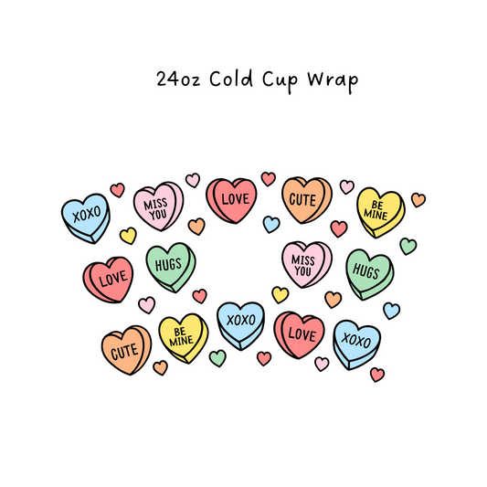 Cute Convo Hearts 24oz Cold Cup Wrap