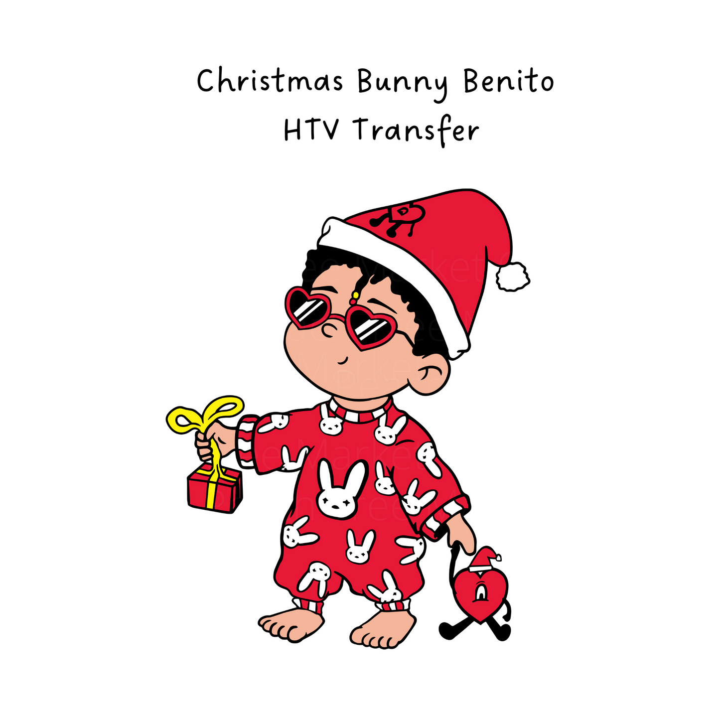 Christmas Bunny Benito HTV Transfer