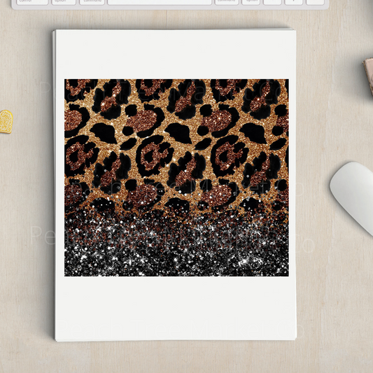 Leopard with Black Glitter Sublimation 20oz Tumbler Transfer