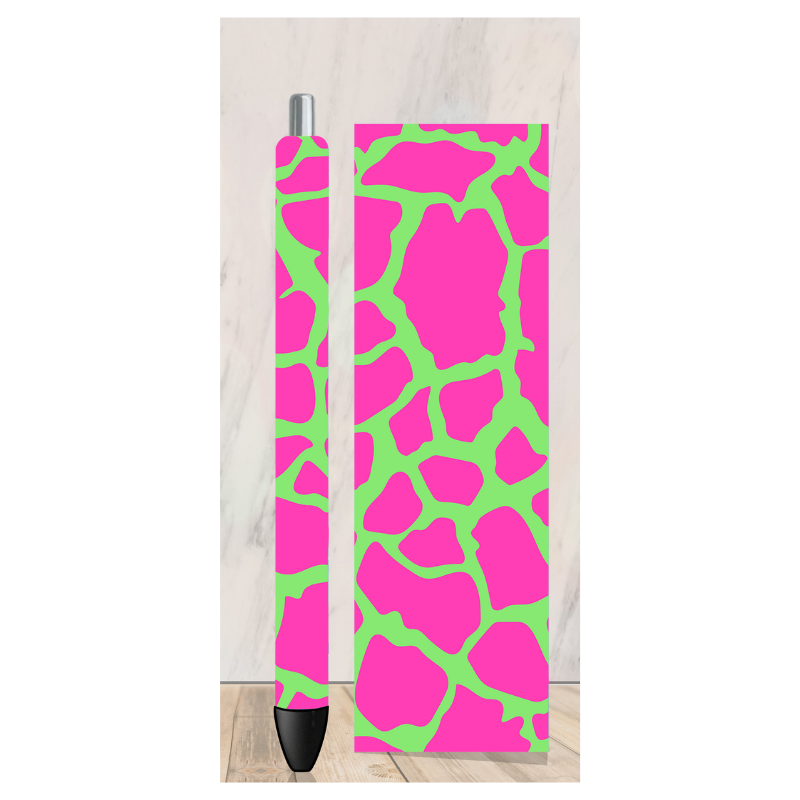 Pink and Green Cow Print Pen Wrap